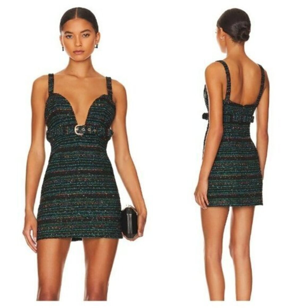 Lovers and Friends Luz Tweed Mini Dress - Black & Blue Multi